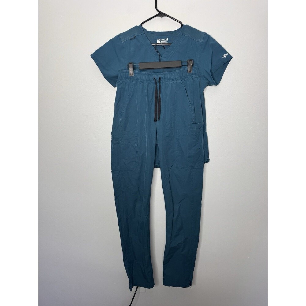 Carhartt Scrub Set Turquoise Blue Womens Small Top, Small Bottom